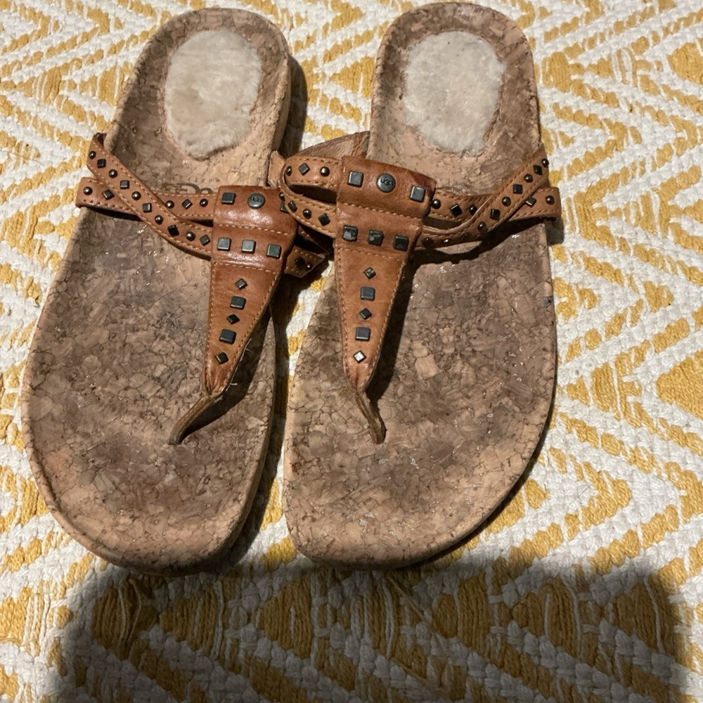 UGG Dietra Tan Sandals with Stud Accents